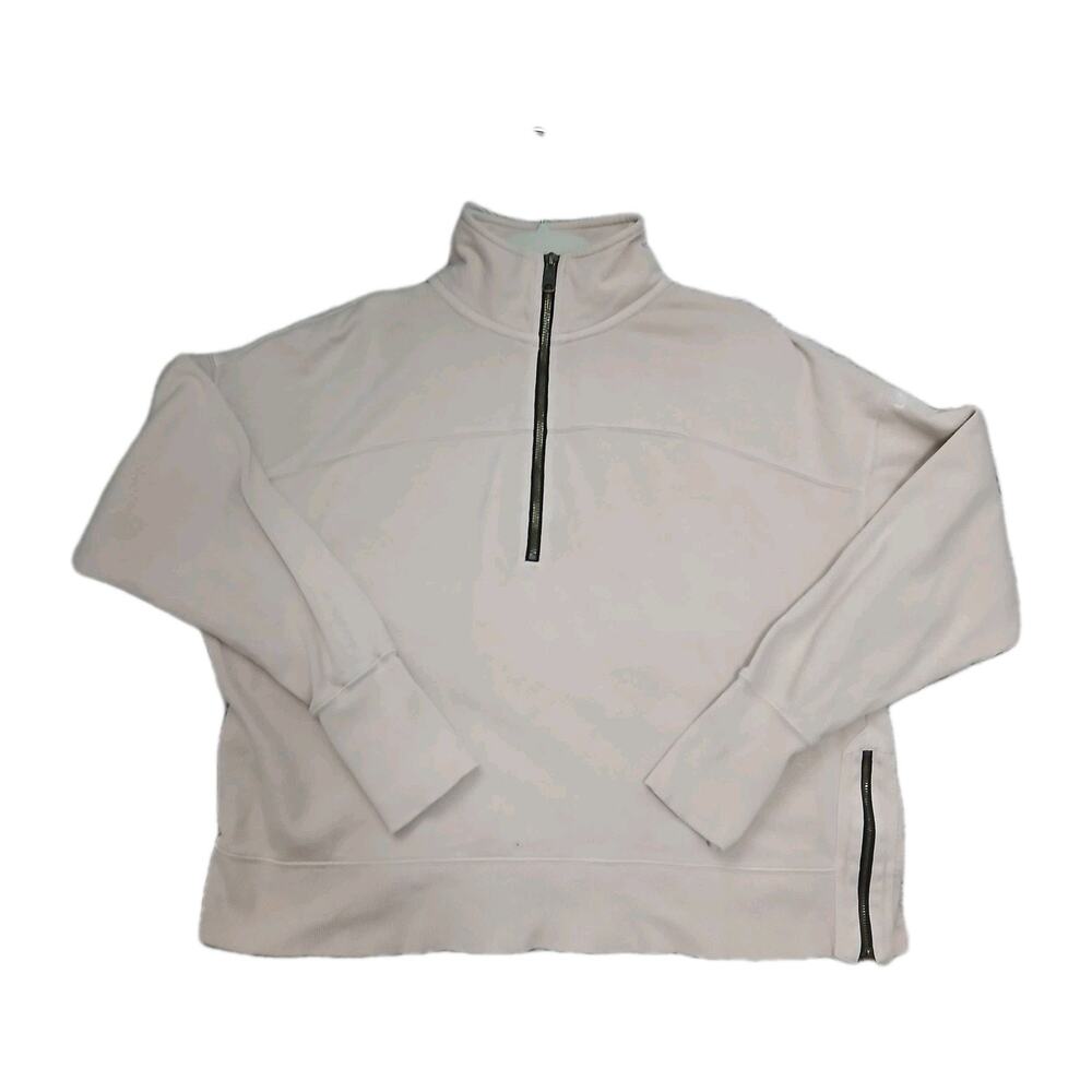 Life Is Good Women’s 1/4 Zip Pullover Sweatshirt Beige Tan M Medium Side Zippers